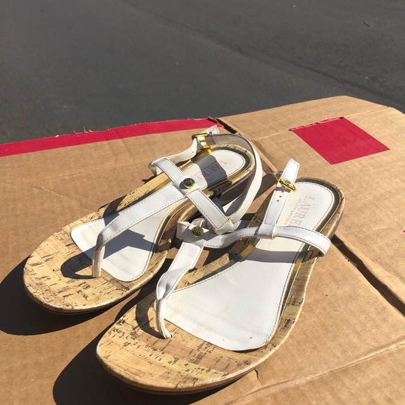 Ralph Lauren Kya Women’s White Thong Ankle Wrap Buckled Sandals Size 7B - Picture 10 of 13